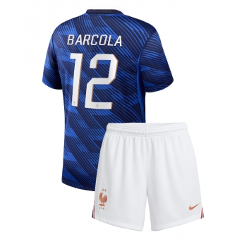 Billige Fotballdrakt Frankrike Bradley Barcola #12 Replika Hjemmedraktsett Barn VM 2026 Kortermet (med bukser)